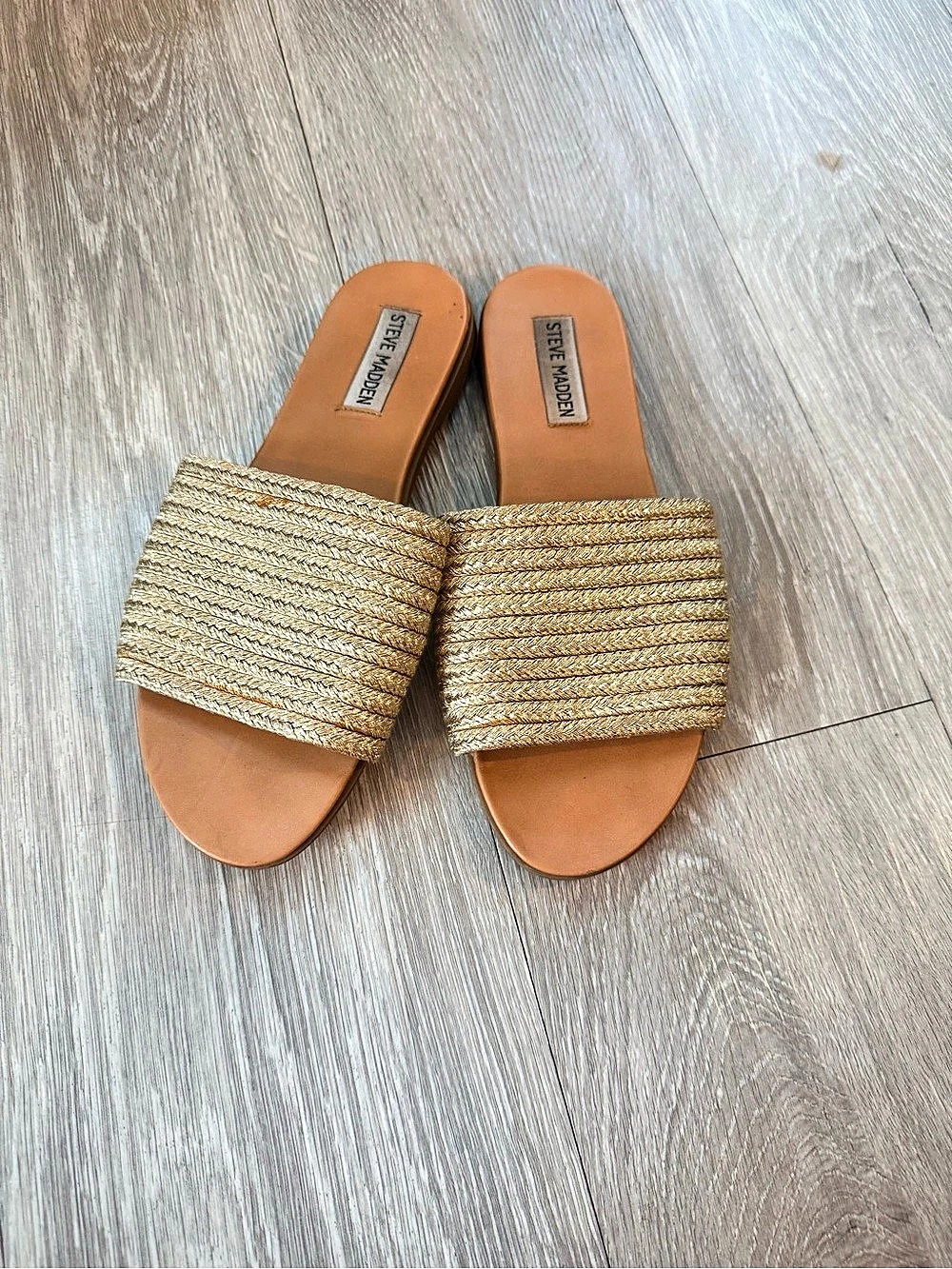 Steve Madden Gold Slide Sandals